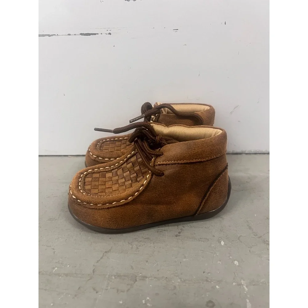 M&F Western Twister Boots Toddler US 5 Brown Faux Leather Lace Up Casual Ankle‎